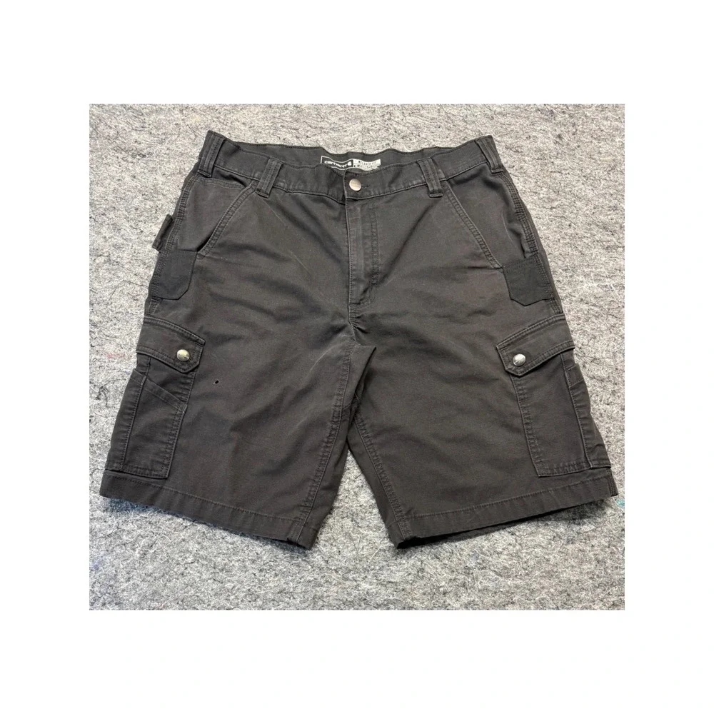Carhartt Force Relaxed Fit Cargo Work Shorts Black Ripstop Mens 34 BS4727-M